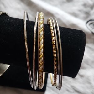 Assorted Silver & Gold Toned Bangles Set Of 6